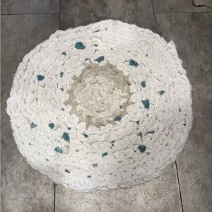 Handmade crocheted rag rug bathroom mat repurposed old towels Recycled
